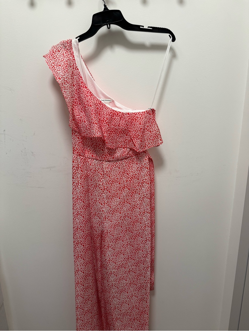 Club Monaco Red & White Floral Jacquard Jumpsuit